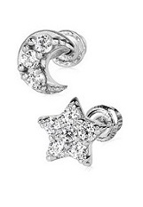 delightful little white gold star moon baby earrings